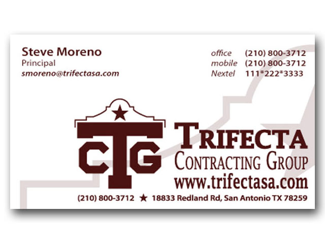 Trifecta Contracting Group business card design
