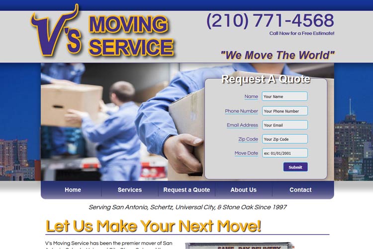 V's Moving Service Client Web Design
