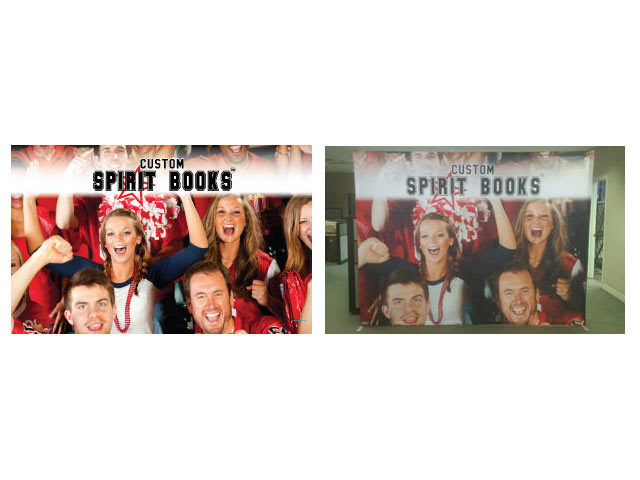 Custom Spirit Books Booth Backwall Spread design